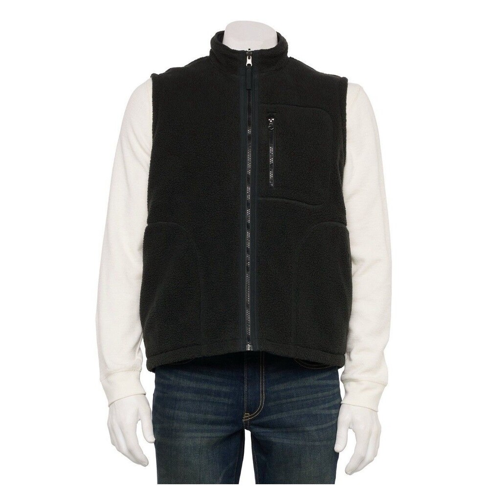 Sonoma Goods For Life Reversible Vest Black Cotton Nylon Fleece Men's Sz M New